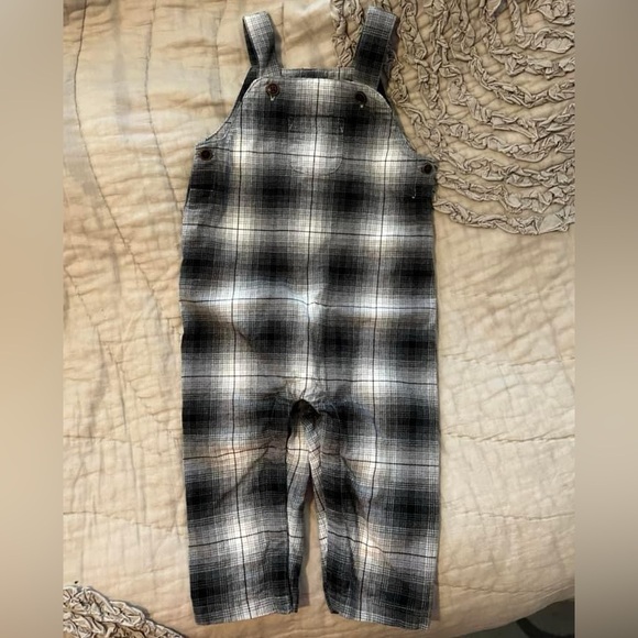 Janie & Jack 6-12m Buffalo Check Overalls - Picture 1 of 1